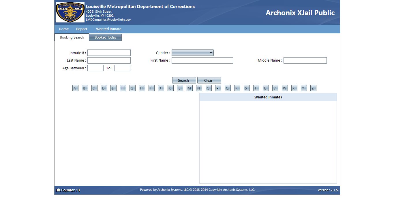 Archonix XJail Public - LouisvilleKY.gov